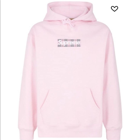 Supreme Burberry Box Logo Hooded Sweatshirt - pink